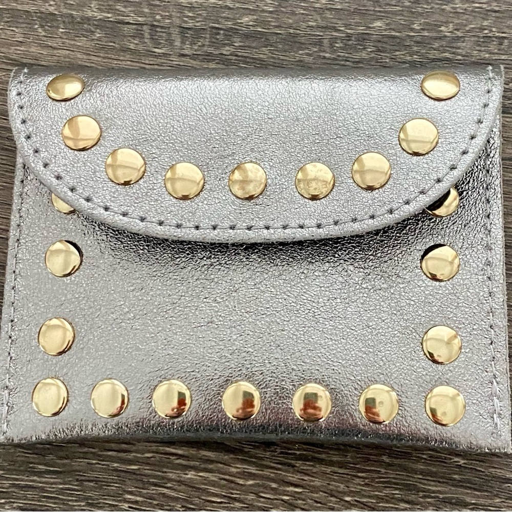 BORSE IN PELLE made in Italy gold studded change purse wallet new boutique gift‌